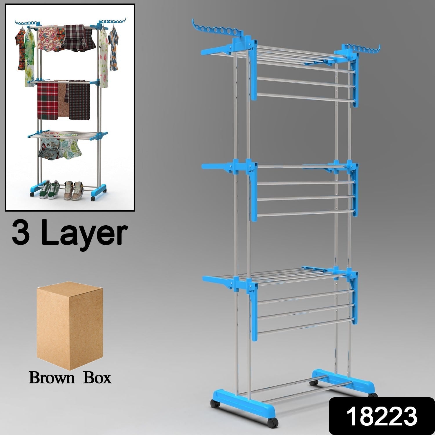Premium Heavy Duty Stainless Steel 3 Layer Foldable Cloth Drying Stand Premium Heavy Duty Stainless Steel 3 Layer Foldable Cloth Drying Stand